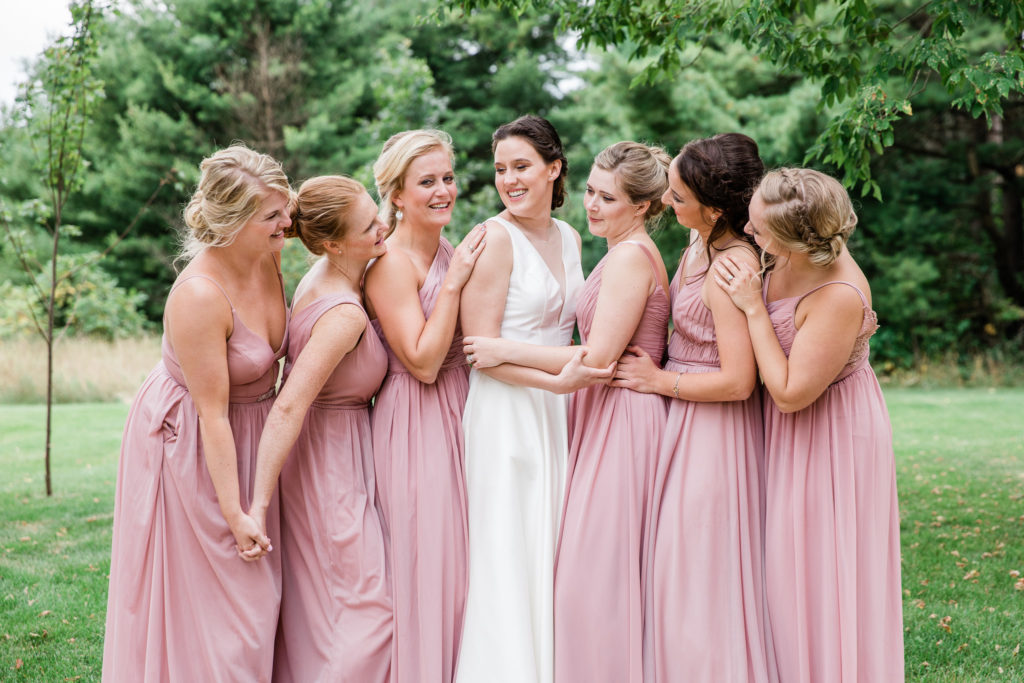 Blush Pink Bridesmaids Dresses in Sweet Summer Wedding in Appleton WI